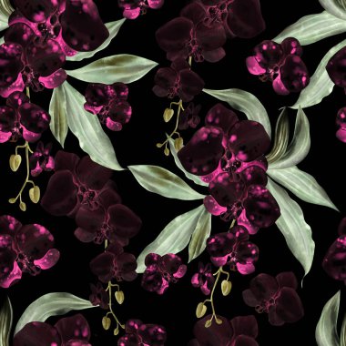 Orkide çiçekleri ile ters çevirmede kusursuz bir desen. Görüntü.