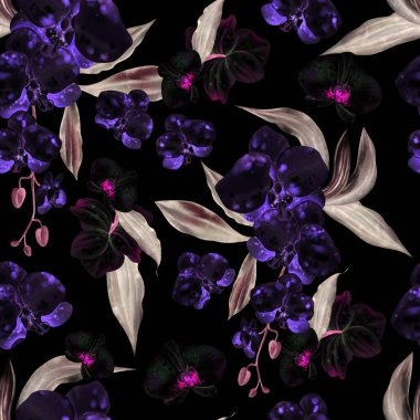 Orkide çiçekleri ile ters çevirmede kusursuz bir desen. Görüntü.