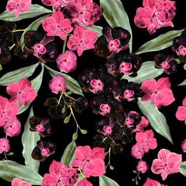 Orkide çiçekleri ile ters çevirmede kusursuz bir desen. Görüntü.