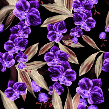 Orkide çiçekleri ile ters çevirmede kusursuz bir desen. Görüntü.