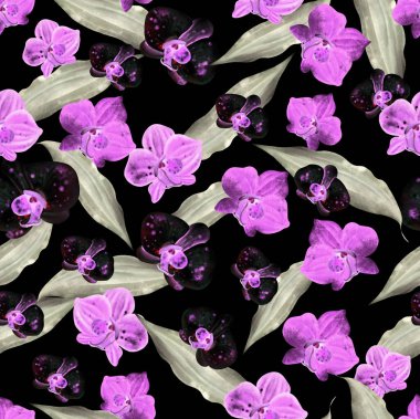 Orkide çiçekleri ile ters çevirmede kusursuz bir desen. Görüntü.