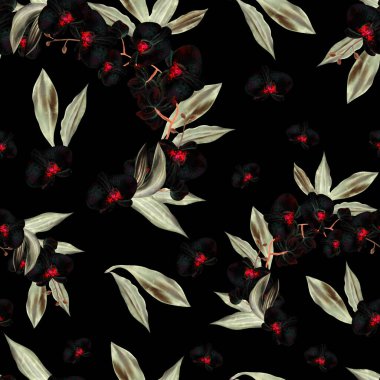 Orkide çiçekleri ile ters çevirmede kusursuz bir desen. Görüntü.