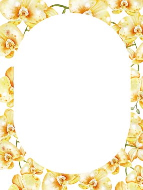 Sarı orkide çiçekli düğün davetiyesi. Görüntü