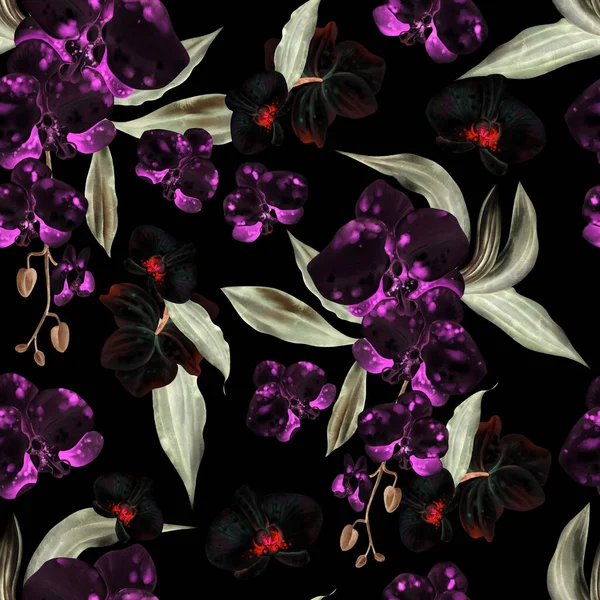 Orkide çiçekleri ile ters çevirmede kusursuz bir desen. Görüntü.