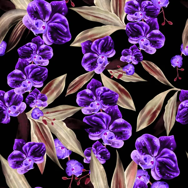Orkide çiçekleri ile ters çevirmede kusursuz bir desen. Görüntü.