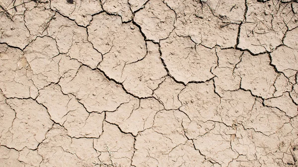 Cracked Clay Ground Dry Season Background Horizontal Orientation — Stock Photo, Image