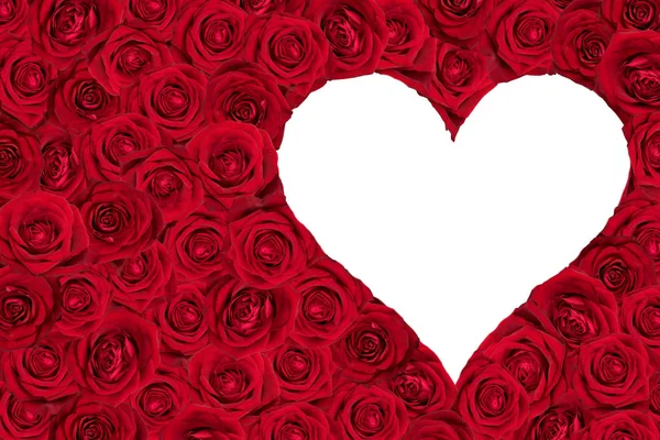 Bílé Srdce Obklopené Růží Rastrový Obrázek — Stock fotografie