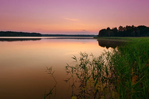 Lever Soleil Sur Lac Szarek Masuria Pologne — Photo
