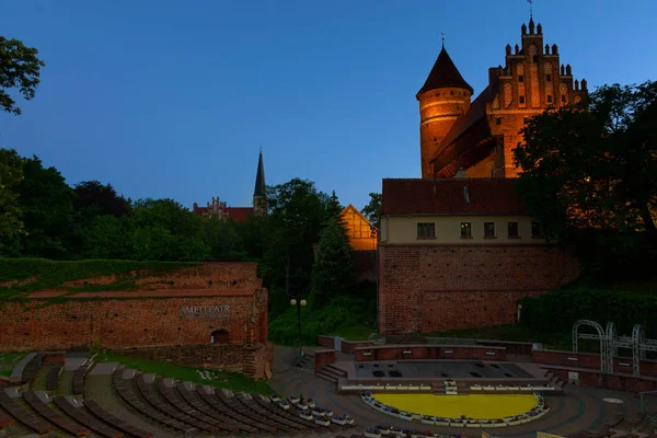 Olsztyński Amfiteatr Nazwisku Czeslaw Niemen Nocą — Zdjęcie stockowe
