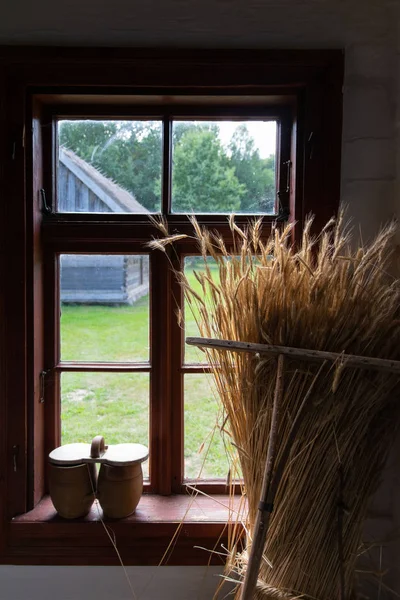 Blick Aus Dem Inneren Des Alten Bauernhauses — Stockfoto