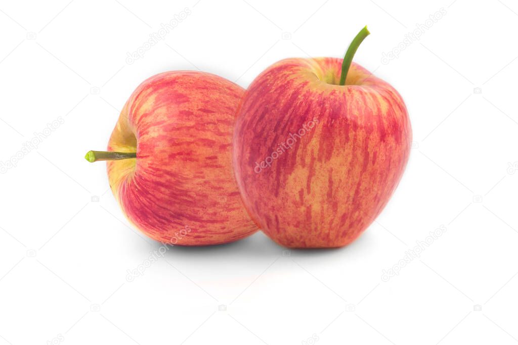 close up of two apples isolated on white