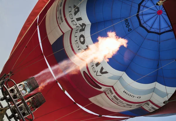 Degtow Germany September 2018 Flames Shooting Hot Air Balloon Launch — Stock Photo, Image