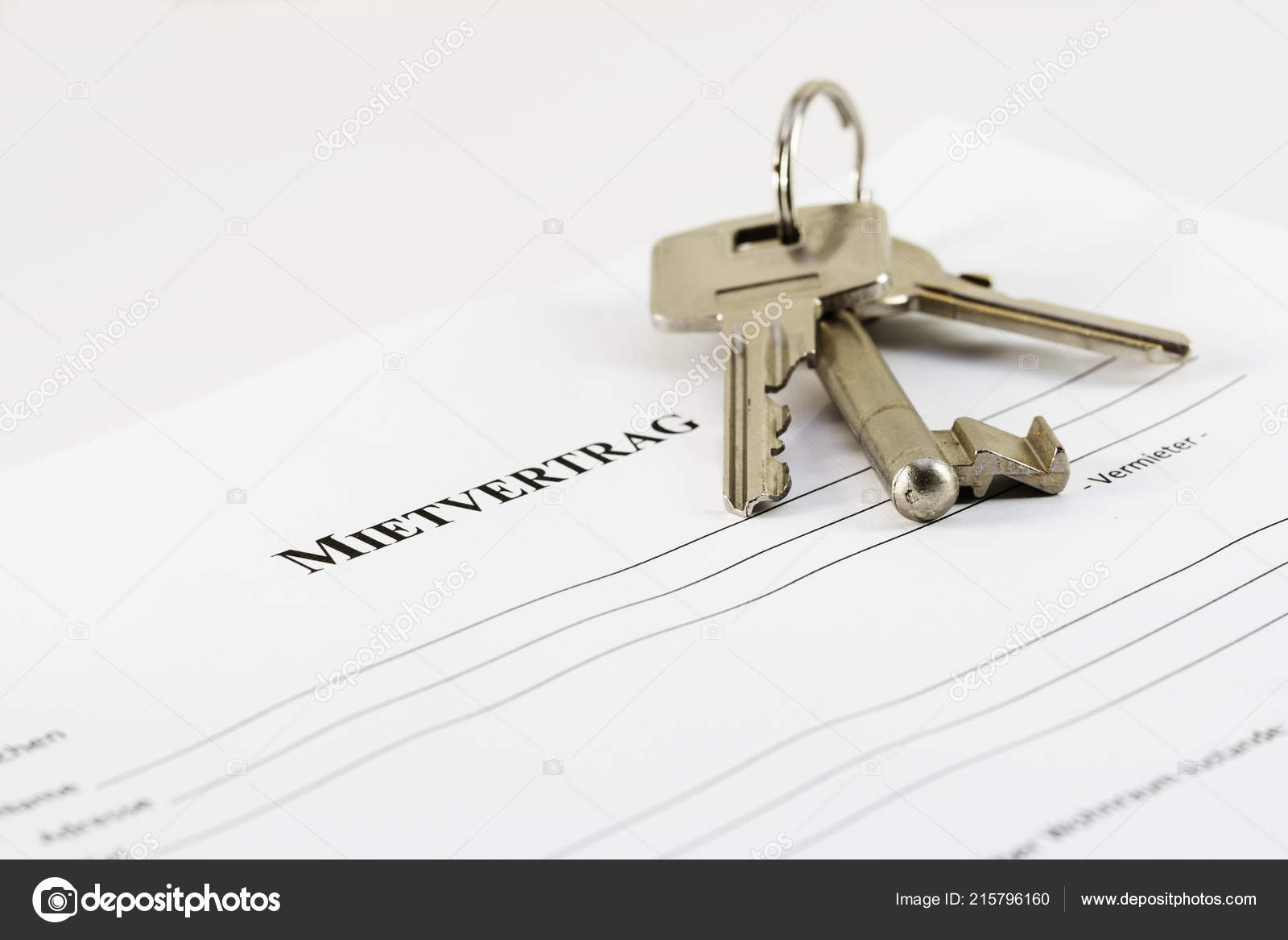German Lease Agreement Document House Keys Mietvertrag Means Rental