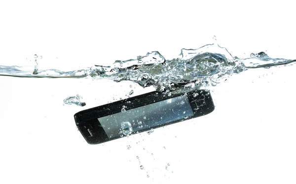 Smartphone Tombe Dans Eau Avec Éclaboussure Concept Produit Imperméable Réclamation — Photo