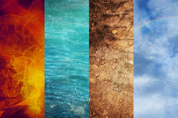 Conjunto 4 Quadros Decorativos Elementos da Terra - Água, Fogo, Terra