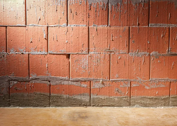 Wand Aus Porotherm Ziegelsteinen Einem Bau Befindlichen Gebäude Hintergrund Mit — Stockfoto