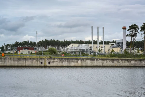 Nord Stream Stanice Přistání Lubminu Greifswaldu Přístavu Pod Zataženou Oblohou — Stock fotografie