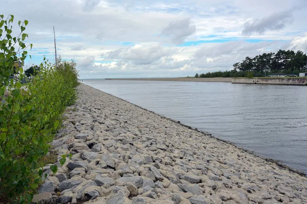 Industrihamn Lubmin Med Farled Och Kaj Molnig Himmel Här Landfallet — Stockfoto