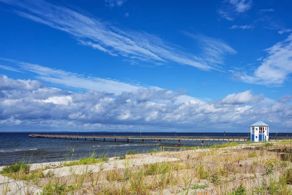 Havsbron Lubmin Blå Himmel Med Moln Turistort Vid Havet För — Stockfoto