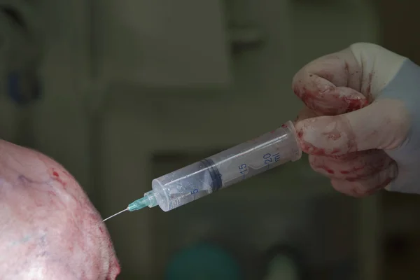 Injection With Syringe Stock Image