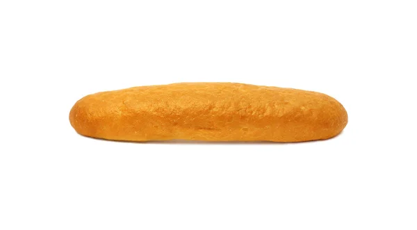 Long loaf of white bread with golden crust isolated on white bac — Stock Photo, Image