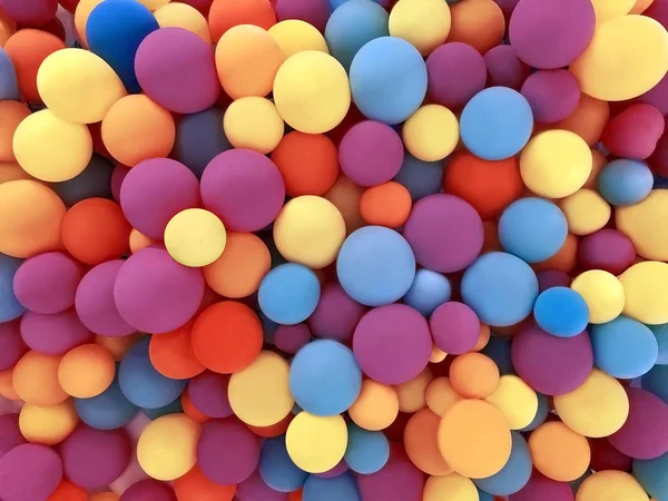 Muitos balões festivos coloridos decorados parede como fundo — Fotografia de Stock