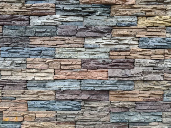 Többszínű Falazat Ház Fala Dekoratív Kőből Készült Gyönyörű Háttér Design Stock Kép