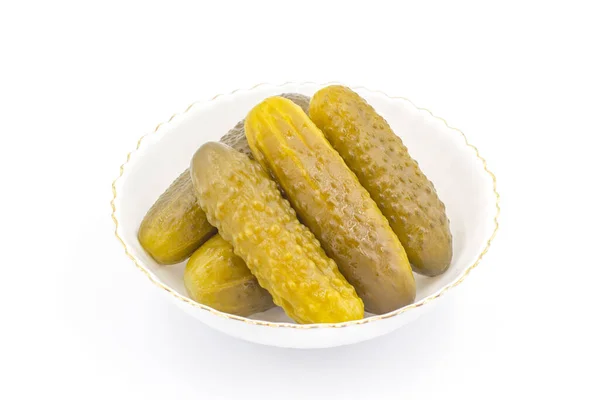 Pickles Plate Closeup Isolated White Background — Stock Photo, Image