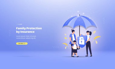 Hayat sigortası illüstrasyon kavramına sahip aile koruması
