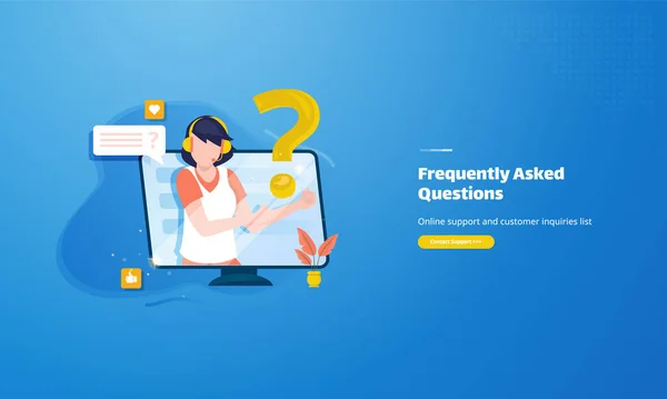 Online Question Customer Service Illustration Faq Concept — Stock Vector