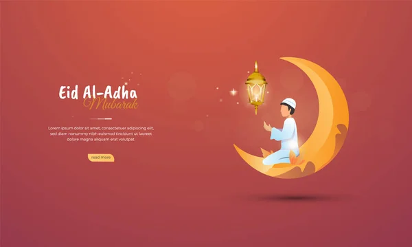 Uma Ilustração Oração Muçulmana Para Conceito Eid Adha — Vetor de Stock