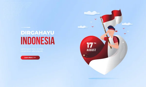 Indonesia Independencia Día Dirgahayu Indonesia Tarjeta Felicitación Concepto Con Símbolo — Vector de stock