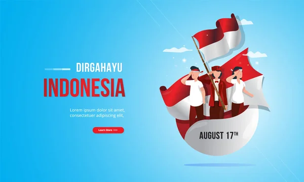 Patriotisme Anak Muda Dengan Ilustrasi Bendera Merah Dan Putih Untuk - Stok Vektor