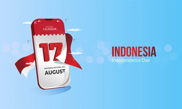 Penyambutan Hari Kemerdekaan Indonesia Dengan Menampilkan Konsep Kalender Bergerak - Stok Vektor