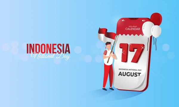 Agustus Ilustrasi Untuk Merayakan Hari Nasional Indonesia Untuk Menyambut Konsep - Stok Vektor