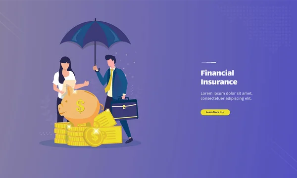 Assurance Des Entreprises Financières Sur Les Concepts Illustration — Image vectorielle