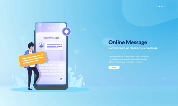 Mensen Communiceren Met Online Bericht Mobiele Applicatie Concept — Stockvector