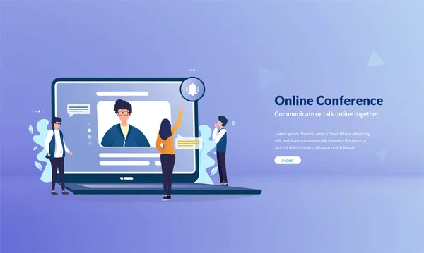 Gente Reúne Con Otras Personas Por Conferencia Línea Como Concepto — Archivo Imágenes Vectoriales
