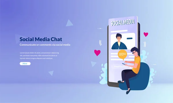 Lidé Komunikují Pomocí Sociálních Médií Chatu Ilustrační Koncept — Stockový vektor