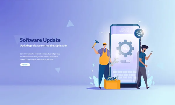 Softwareupdate Oder Reparatur Illustrationskonzept — Stockvektor