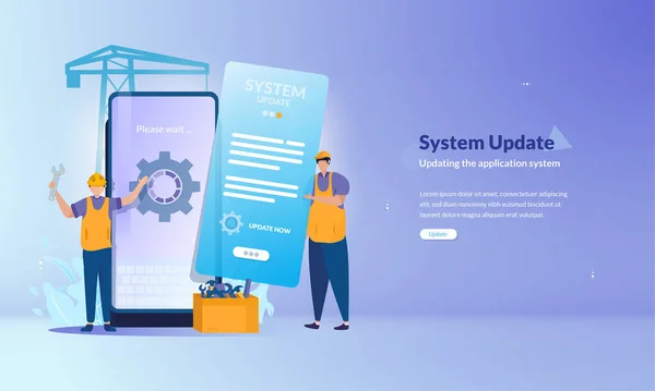 Illustration Zum Systemaktualisierungsprozess Bei Mobilen Anwendungen — Stockvektor