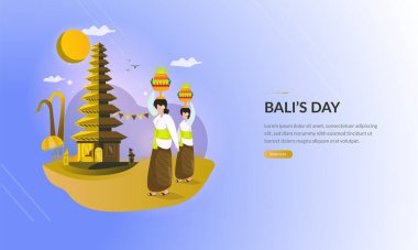 Bir tebrik kartı için Bali Endonezya illüstrasyon teması