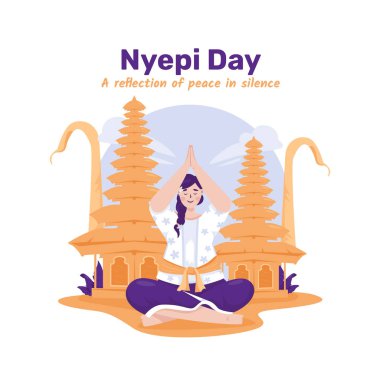 Saka Yeni Yıl İllüstrasyon Tasarımı 'nın mutlu Nyepi günü