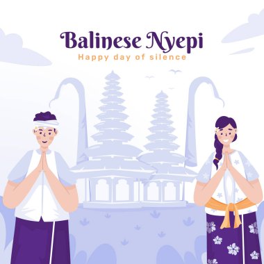 Mutlu Nyepi Balili Sessizlik Günü Posta Tasarımı