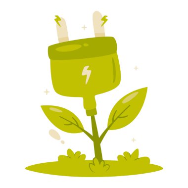 Yeşil Çevre Enerjisi Vektörü Nesne İllüstrasyonu