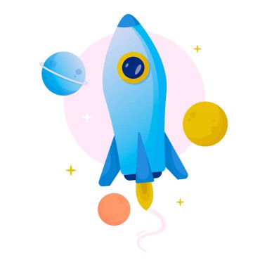 Roket uzayı gezegen vektör çizimi