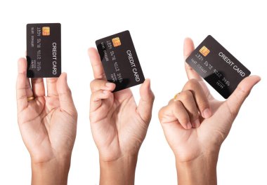 El ele tutuşma kartı beyazda izole edilmiş.