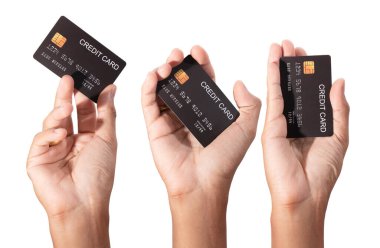 El ele tutuşma kartı beyazda izole edilmiş.