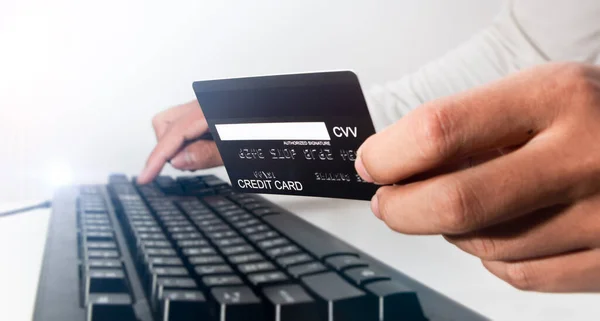 Πληρωμή Πιστωτική Κάρτα Φορητό Υπολογιστή — Φωτογραφία Αρχείου