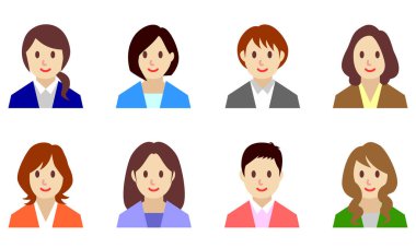 Takım elbiseli kadınlar. Vektör illüstrasyonu. 